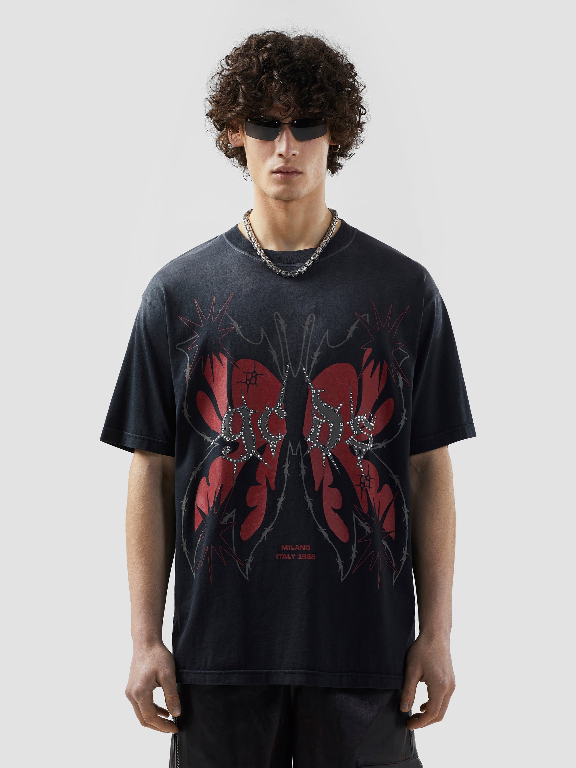 GCDS - חולצה טי אוברסייז B1CU2320JH8 BLACK