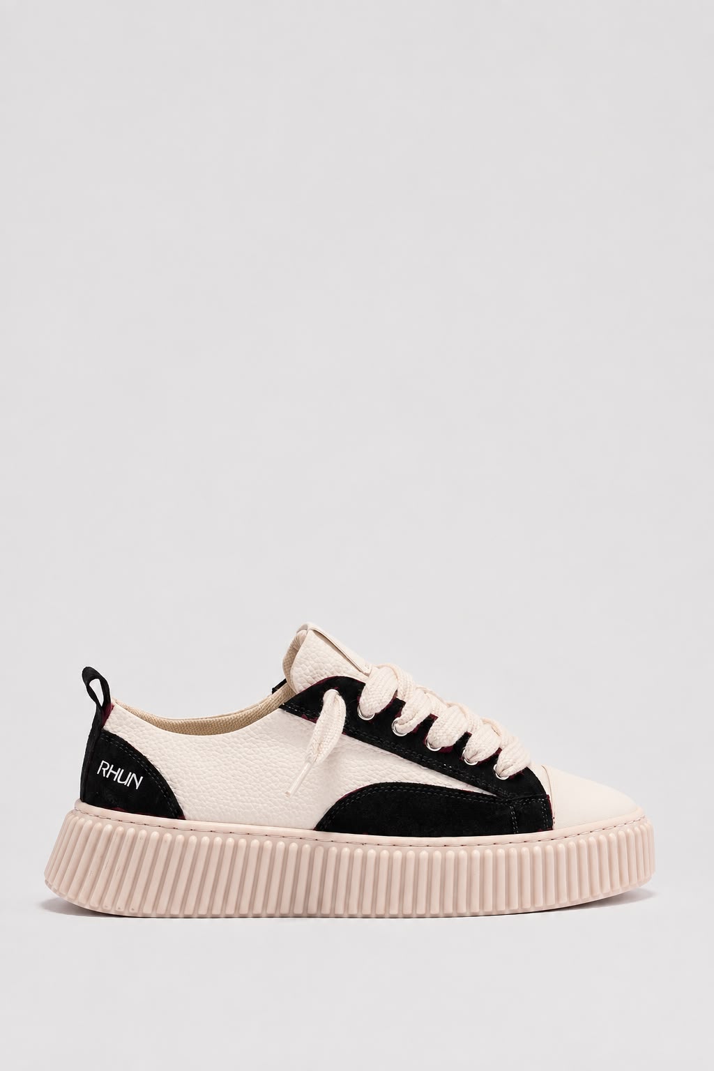 RHUN - סניקרס Treble 2027 White Grain Leather Black-Suede