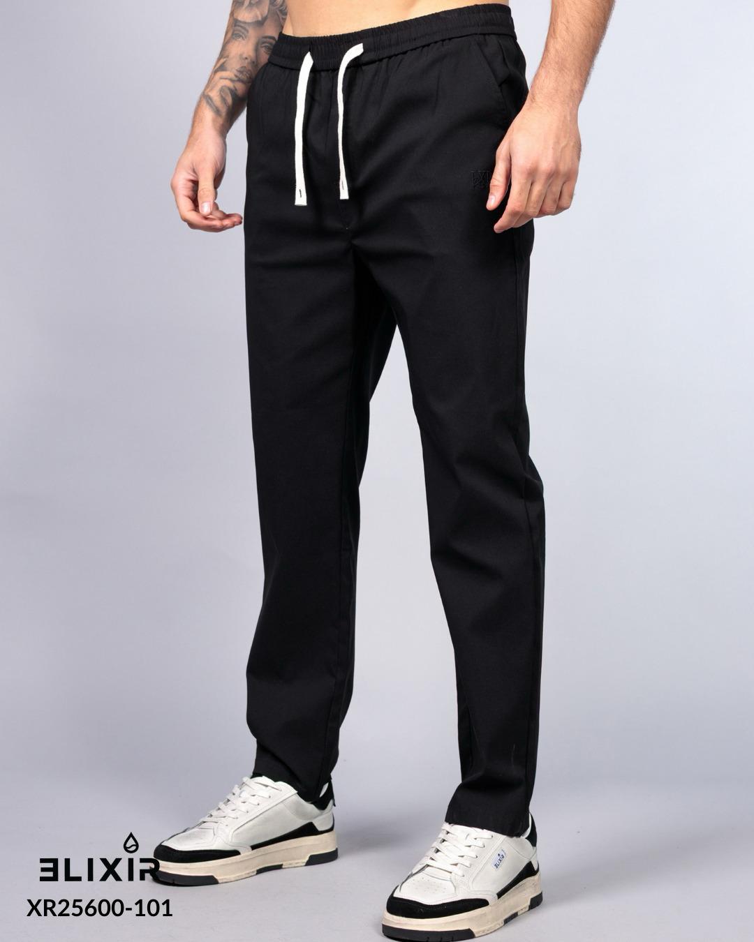 אליקסיר - מכנס לוגו רקום שחור ELIXIR BLACK