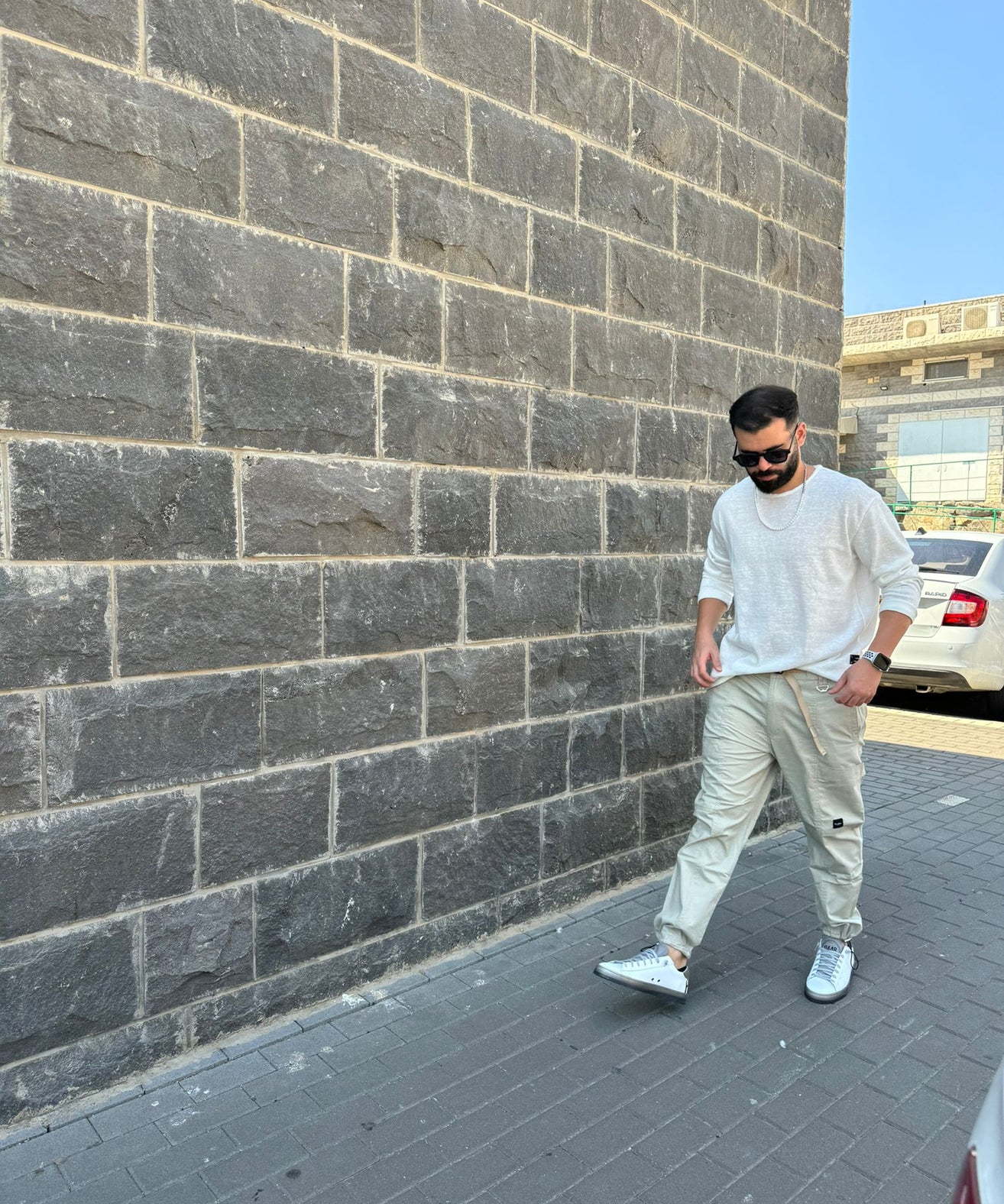 דה לוקה - חולצה סלאב פשתן ארוך לבן 7089 03