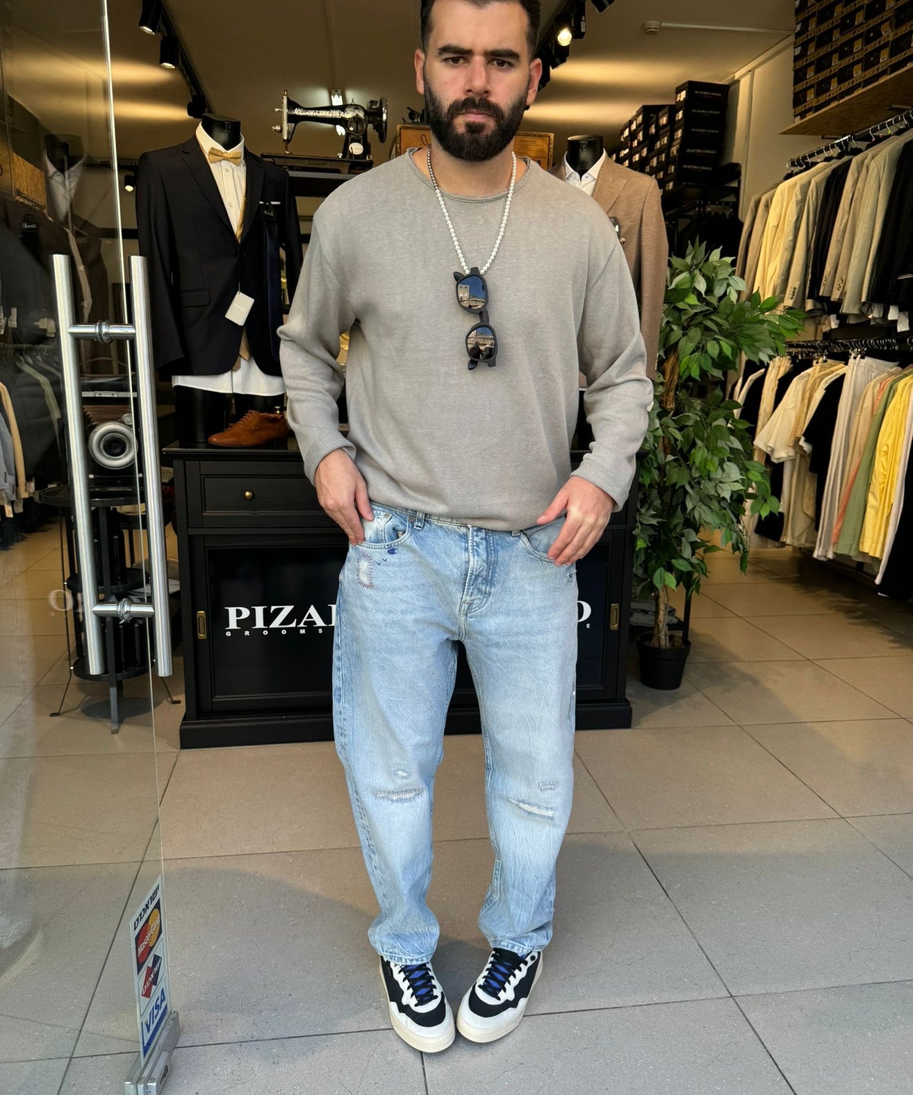 דה לוקה - סלאב פשתן ארוך אפור 7089 01