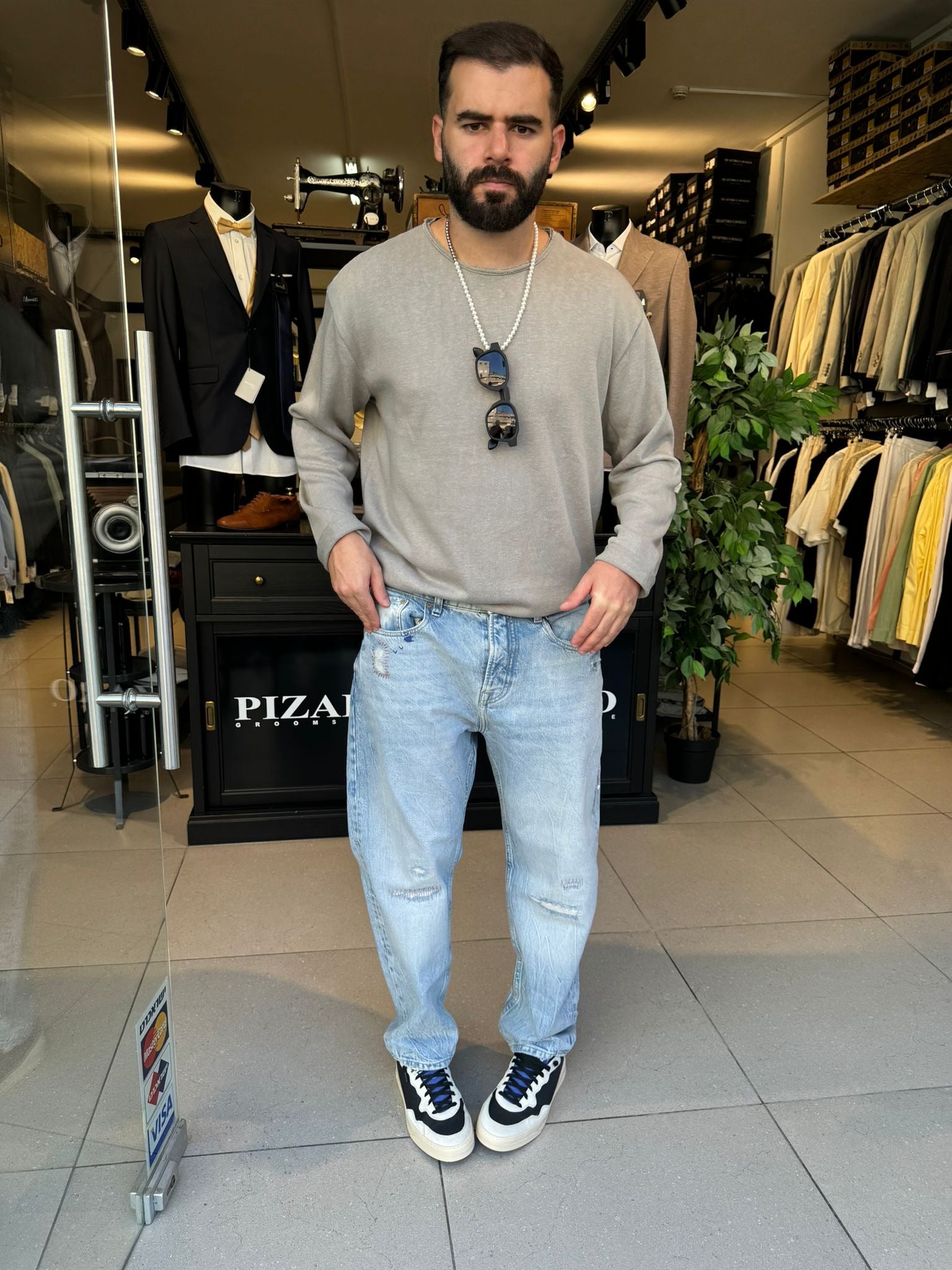 דה לוקה - סלאב פשתן ארוך אפור 7089 01