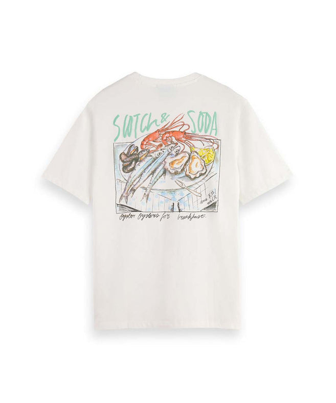 סקוץ' אנד סודה - חולצה טי אוברסייז שרוול קצר בצבע לבן 175641 0001