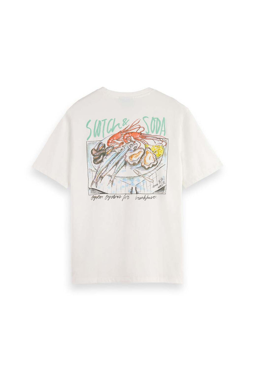 סקוץ' אנד סודה - חולצה טי אוברסייז שרוול קצר בצבע לבן 175641 0001