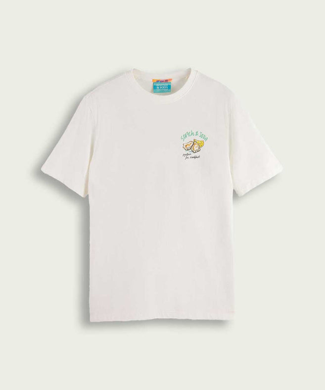 סקוץ' אנד סודה - חולצה טי אוברסייז שרוול קצר בצבע לבן 175641 0001