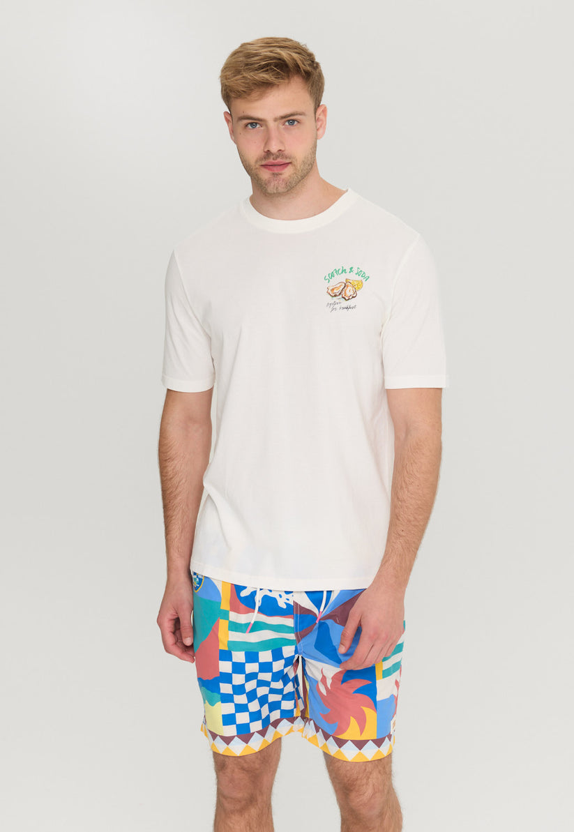 סקוץ' אנד סודה - חולצה טי אוברסייז שרוול קצר בצבע לבן 175641 0001