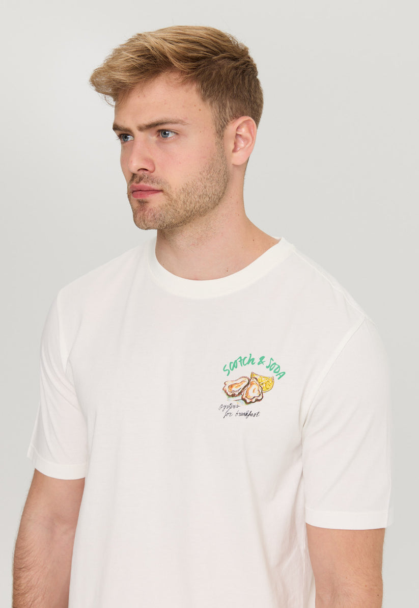 סקוץ' אנד סודה - חולצה טי אוברסייז שרוול קצר בצבע לבן 175641 0001