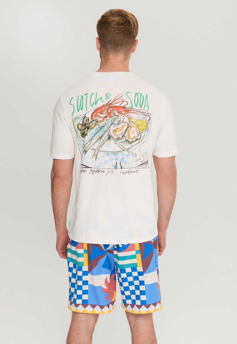 סקוץ' אנד סודה - חולצה טי אוברסייז שרוול קצר בצבע לבן 175641 0001