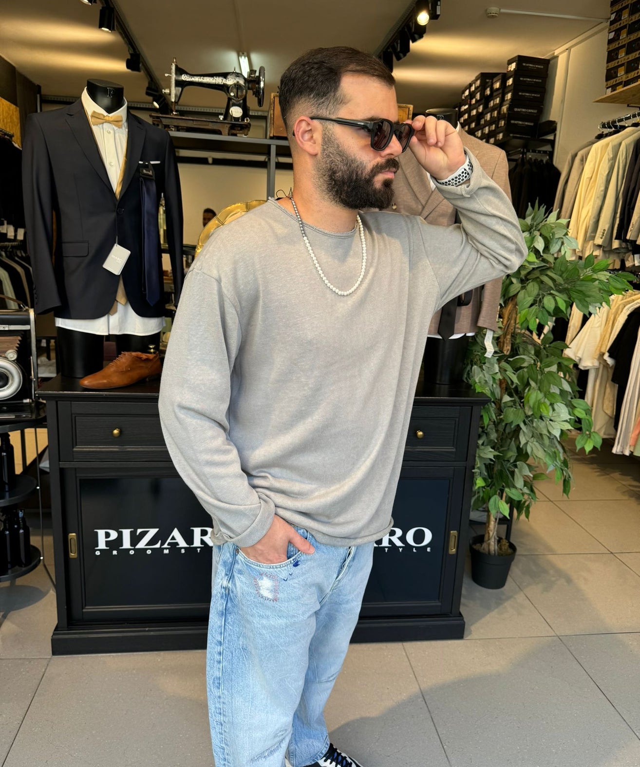 דה לוקה - סלאב פשתן ארוך אפור 7089 01