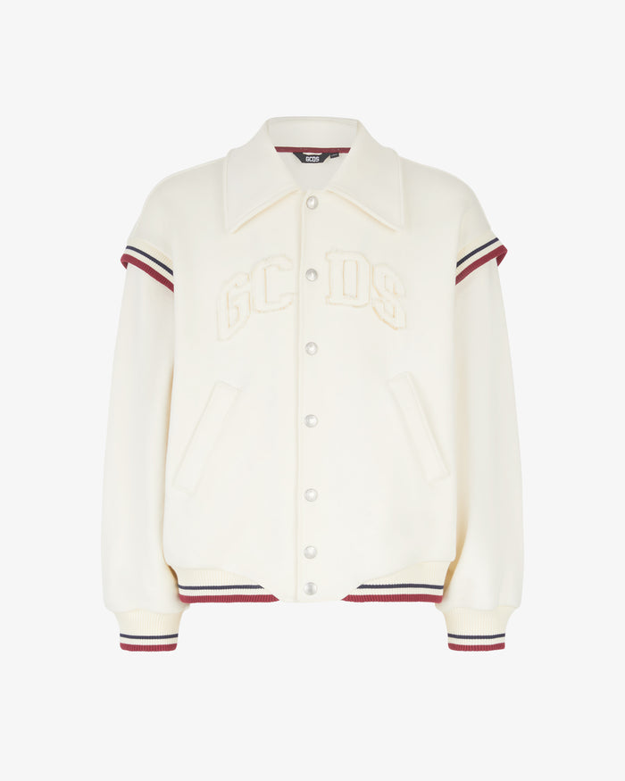 GCDS - ג'קט  Collared Jersey Logo Bomber בצבע שמנת A20M0901JA4