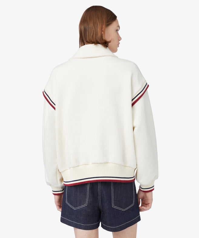 GCDS - ג'קט  Collared Jersey Logo Bomber בצבע שמנת A20M0901JA4