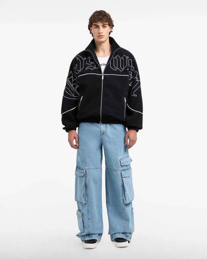 GCDS - ג'קט מבד פליז Gothic Tracktop A2CM2004TG9 בשחור