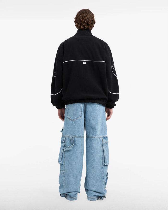 GCDS - ג'קט מבד פליז Gothic Tracktop A2CM2004TG9 בשחור