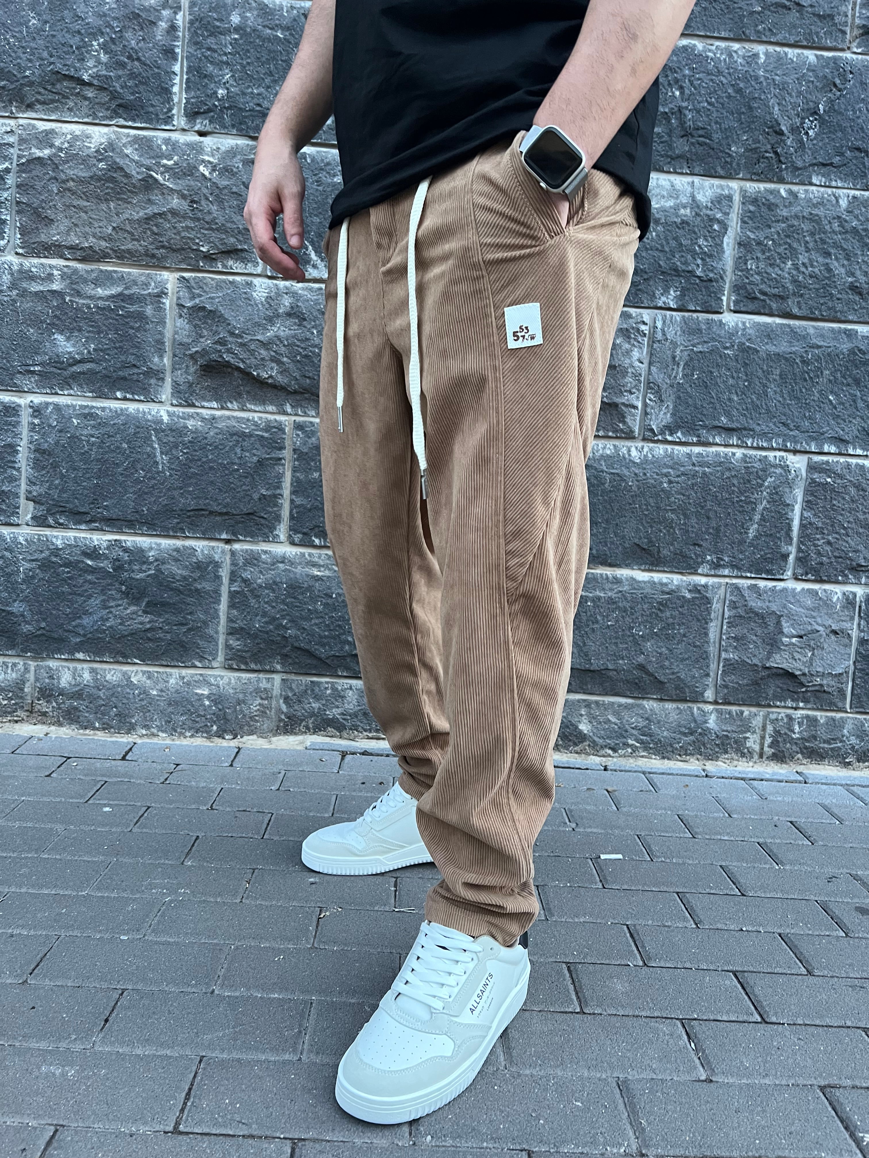 דה לוקה - מכנס קורדורוי בצבע חום 7093 04