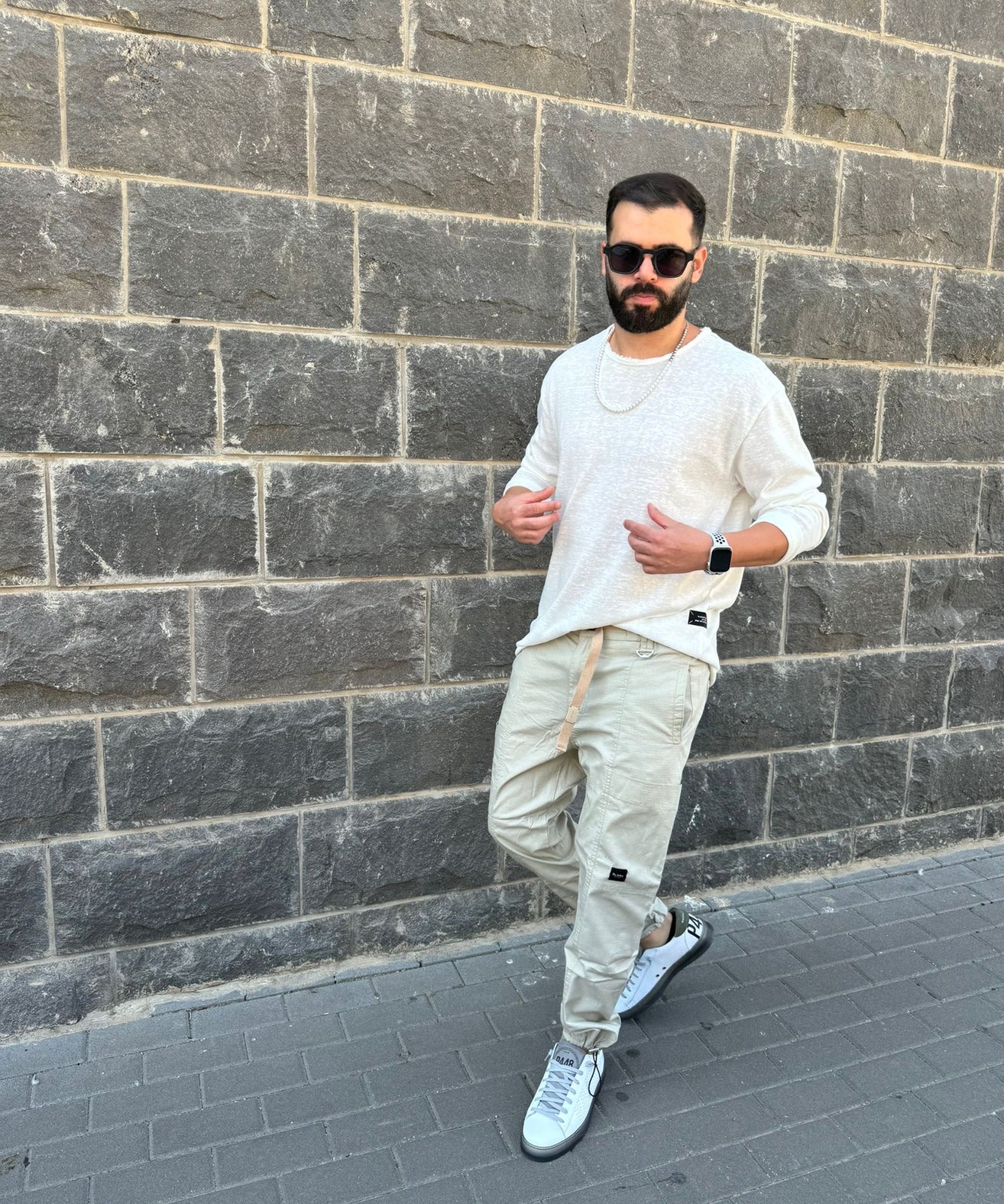 דה לוקה - חולצה סלאב פשתן ארוך לבן 7089 03