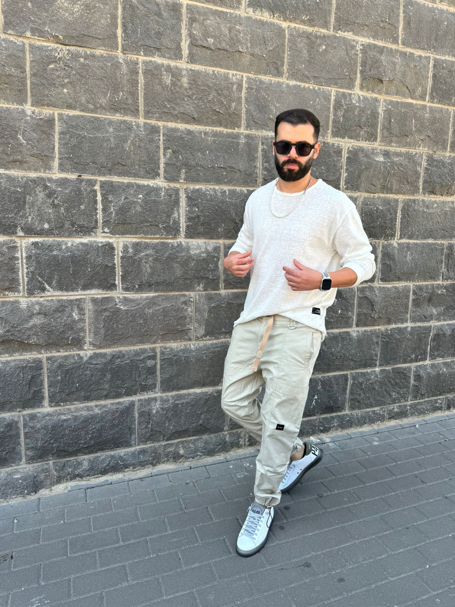 דה לוקה - חולצה סלאב פשתן ארוך לבן 7089 03