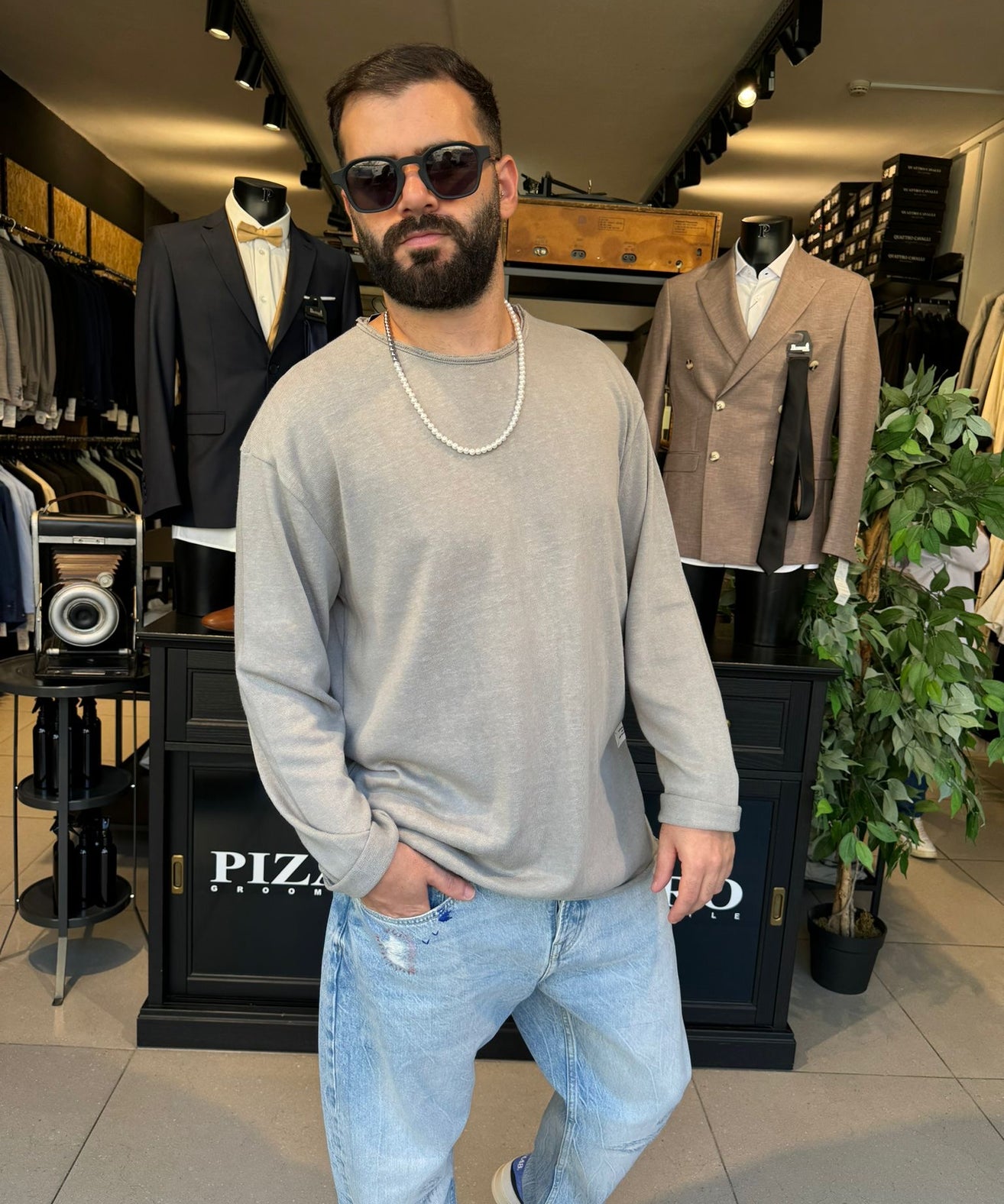 דה לוקה - סלאב פשתן ארוך אפור 7089 01