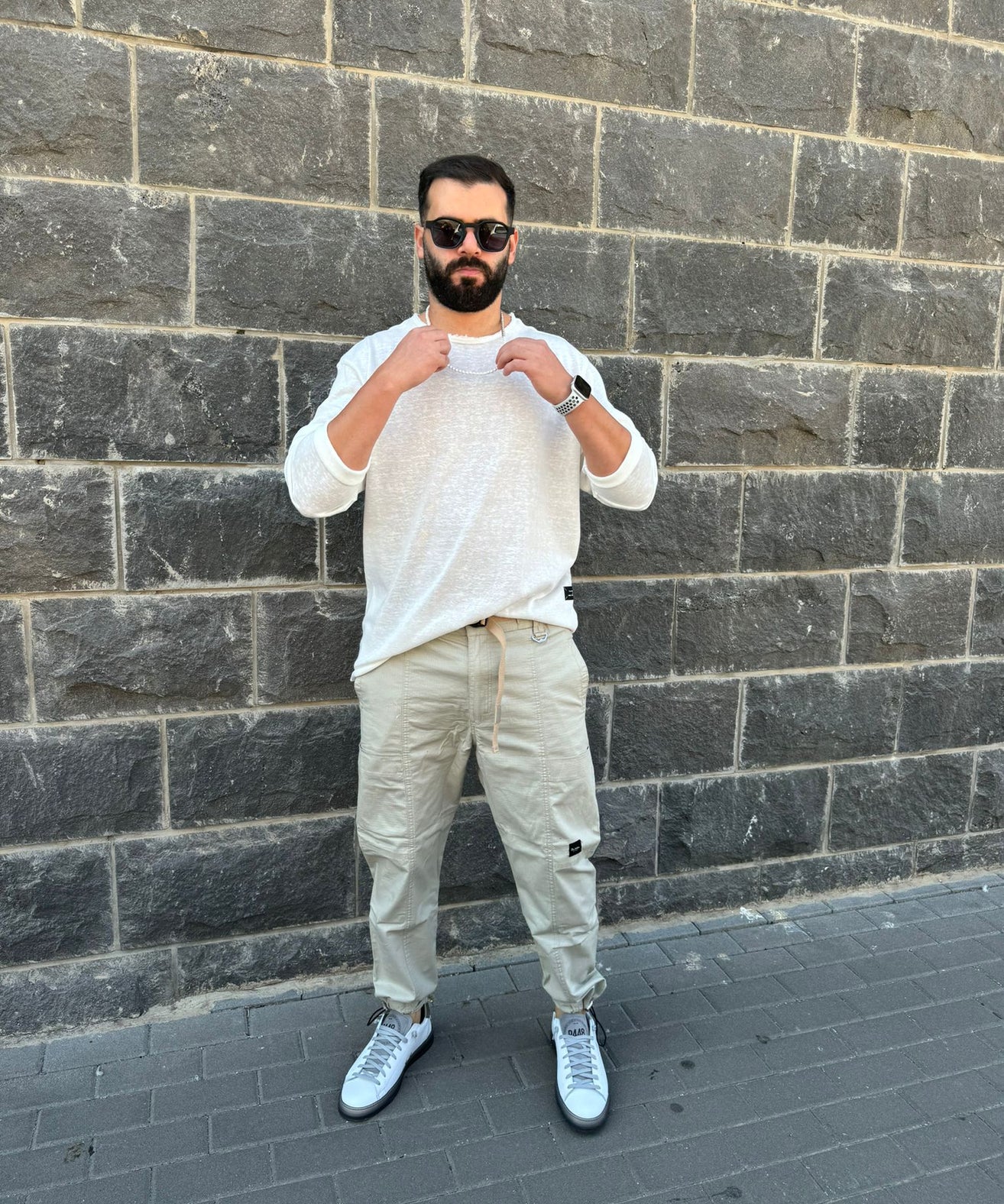 דה לוקה - חולצה סלאב פשתן ארוך לבן 7089 03