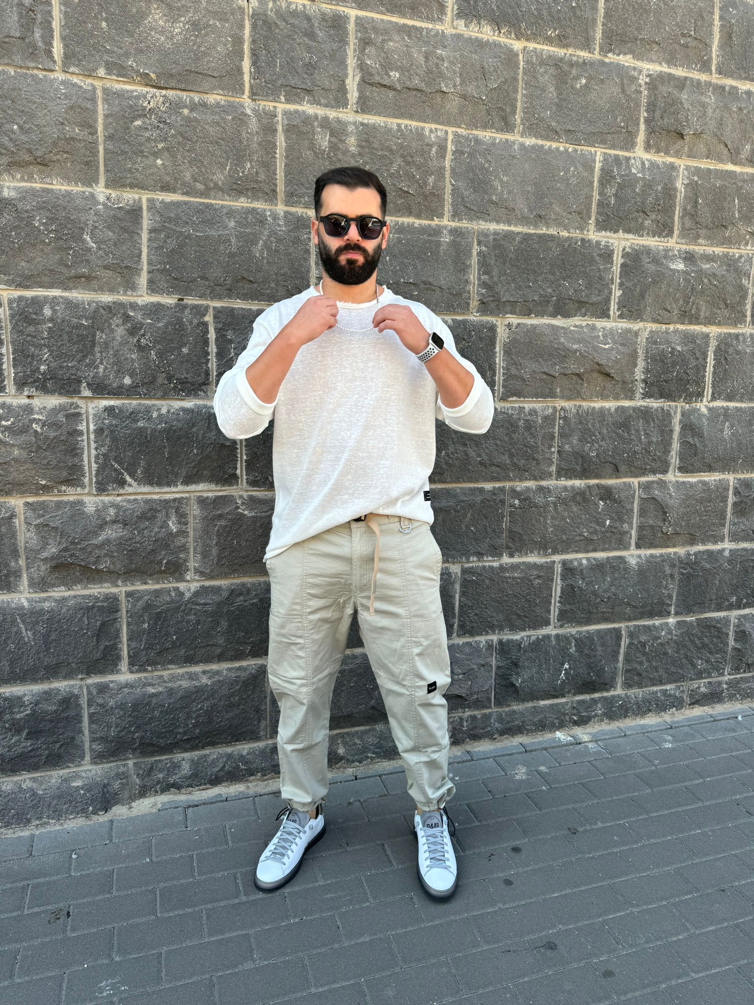 דה לוקה - חולצה סלאב פשתן ארוך לבן 7089 03