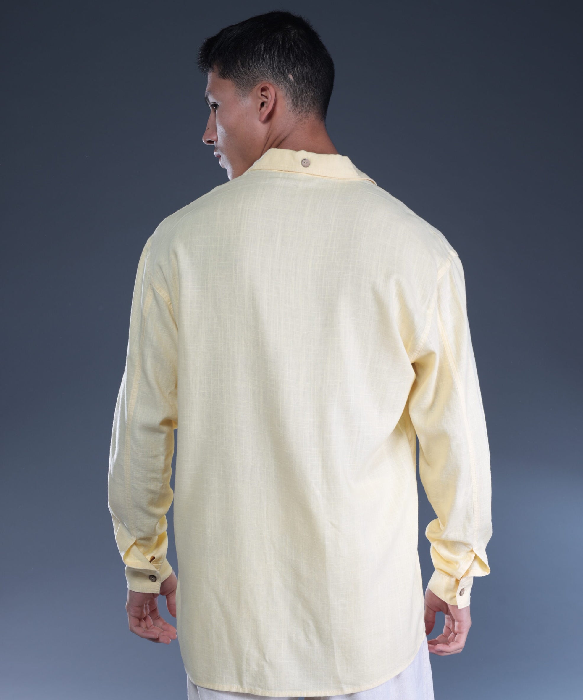 פיל רוג - מכופתרת פשתן בצבע צהוב בננה 1012-9