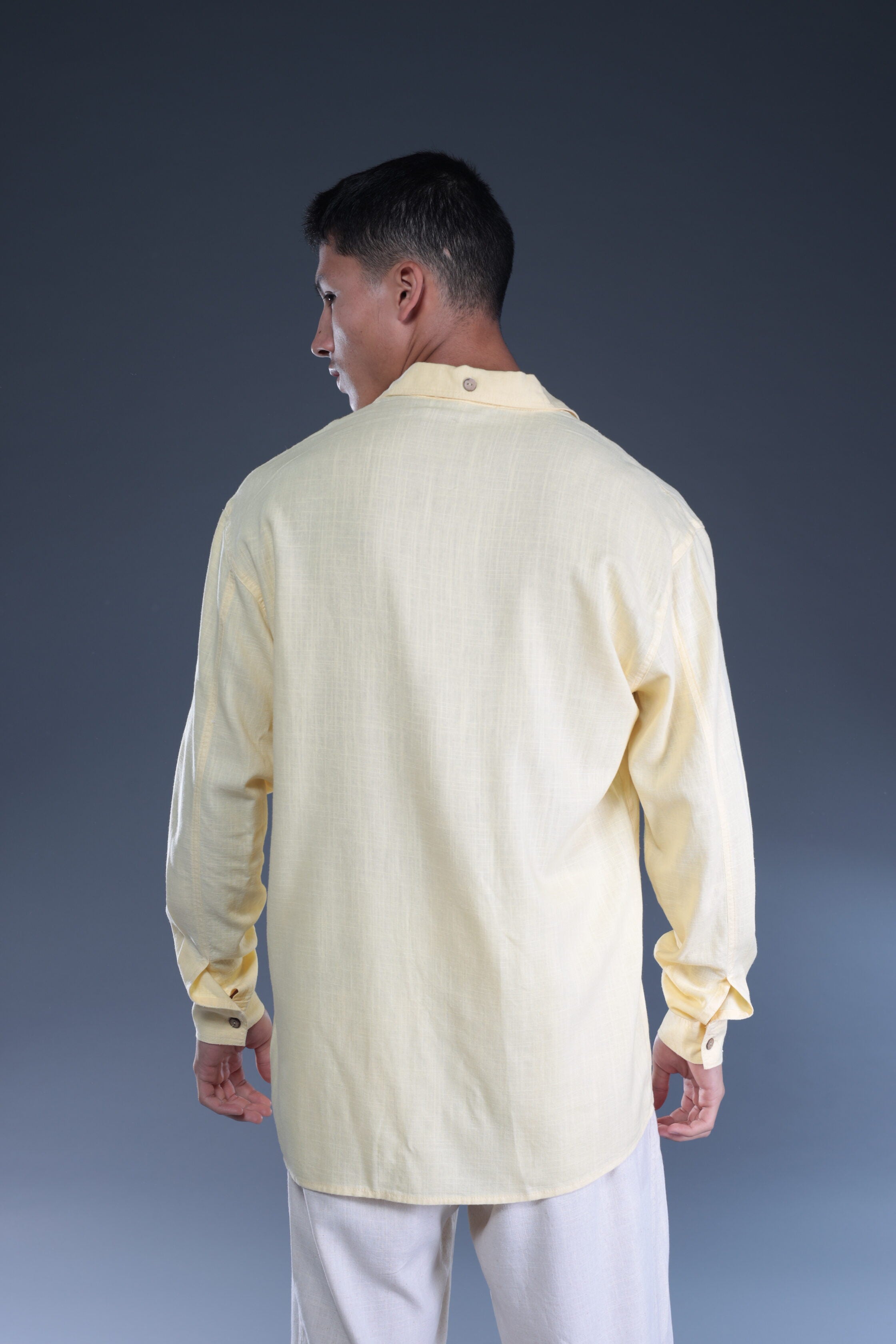 פיל רוג - מכופתרת פשתן בצבע צהוב בננה 1012-9