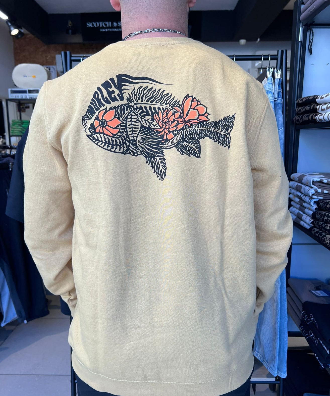 הארלי - פוטר שרוול ארוך כאמל H221 MFT0012360 / FLOWER FISH FLEECE CREW