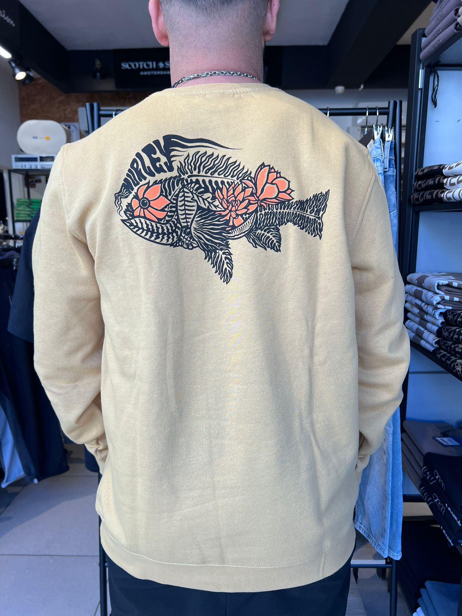 הארלי - פוטר שרוול ארוך כאמל H221 MFT0012360 / FLOWER FISH FLEECE CREW