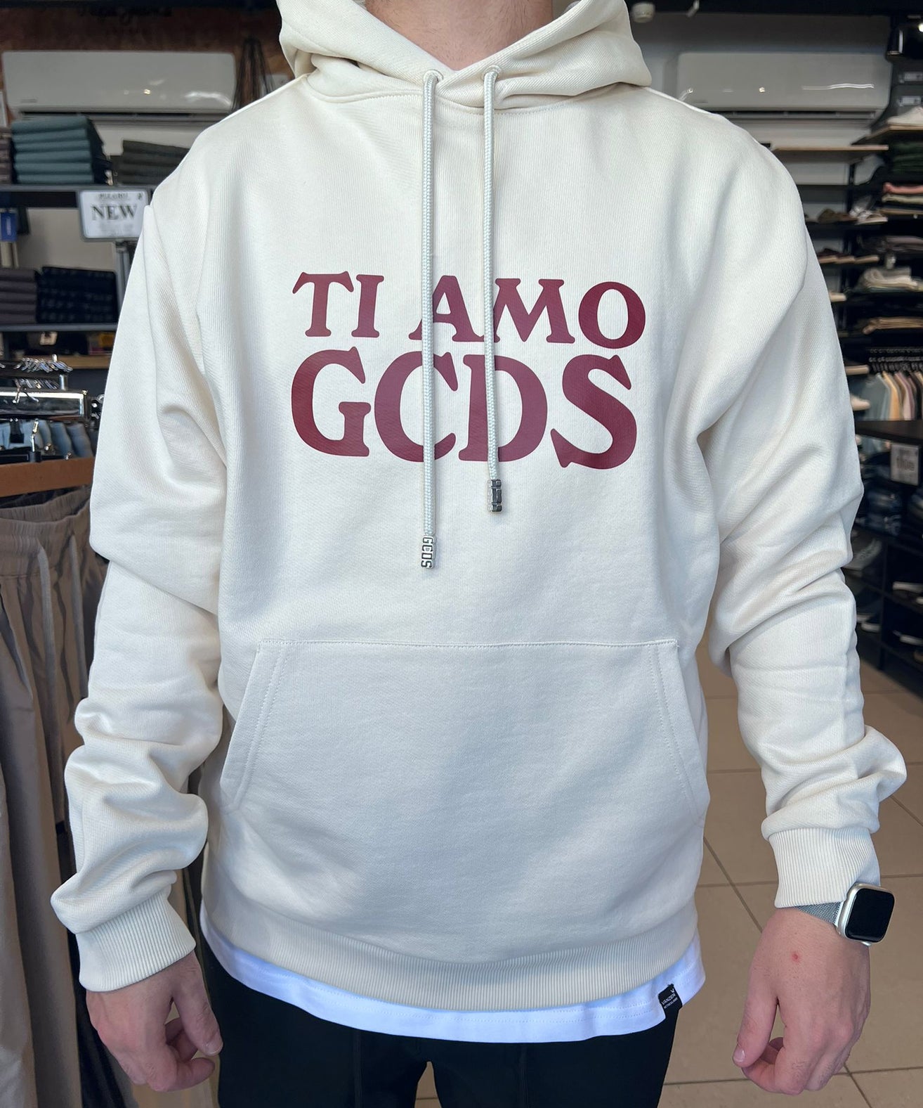 GCDS - קפוצ'יון TI AMO GCDS HOODIE   A2CM1910JG5 שמנת