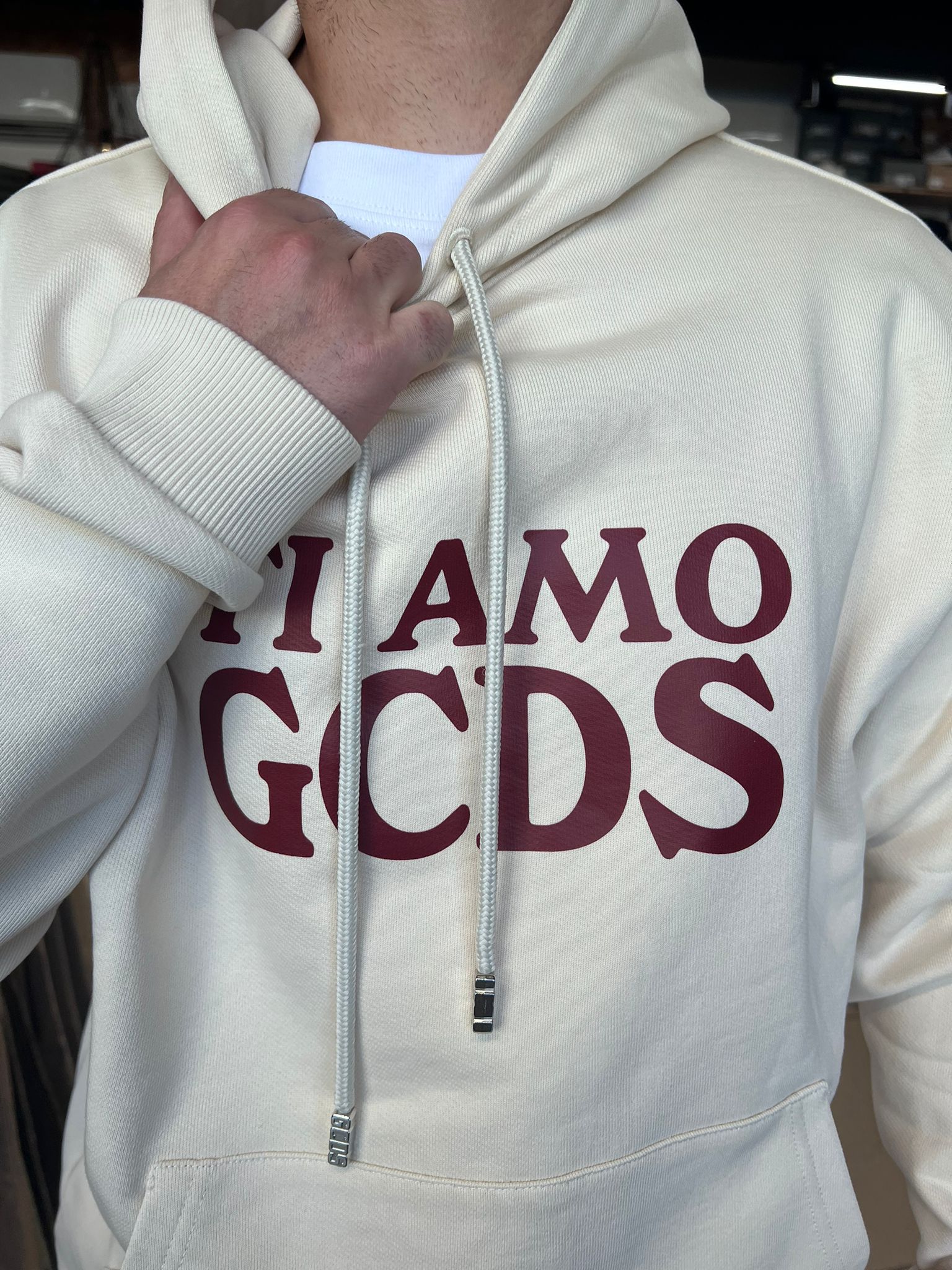 GCDS - קפוצ'יון TI AMO GCDS HOODIE   A2CM1910JG5 שמנת