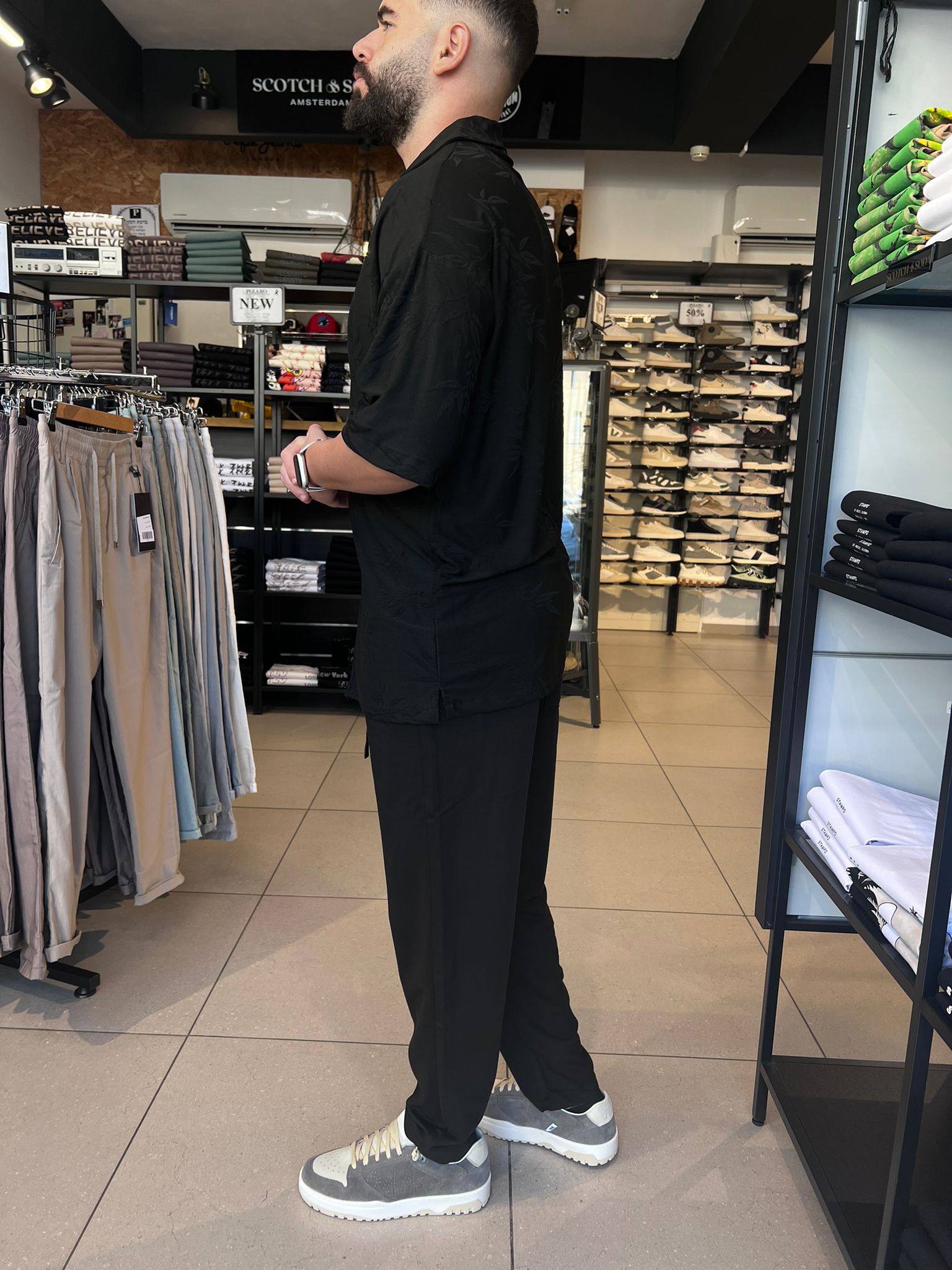 דרים אנד וורק - מכופתרת  03 ROZ שרוול קצר צבע שחור