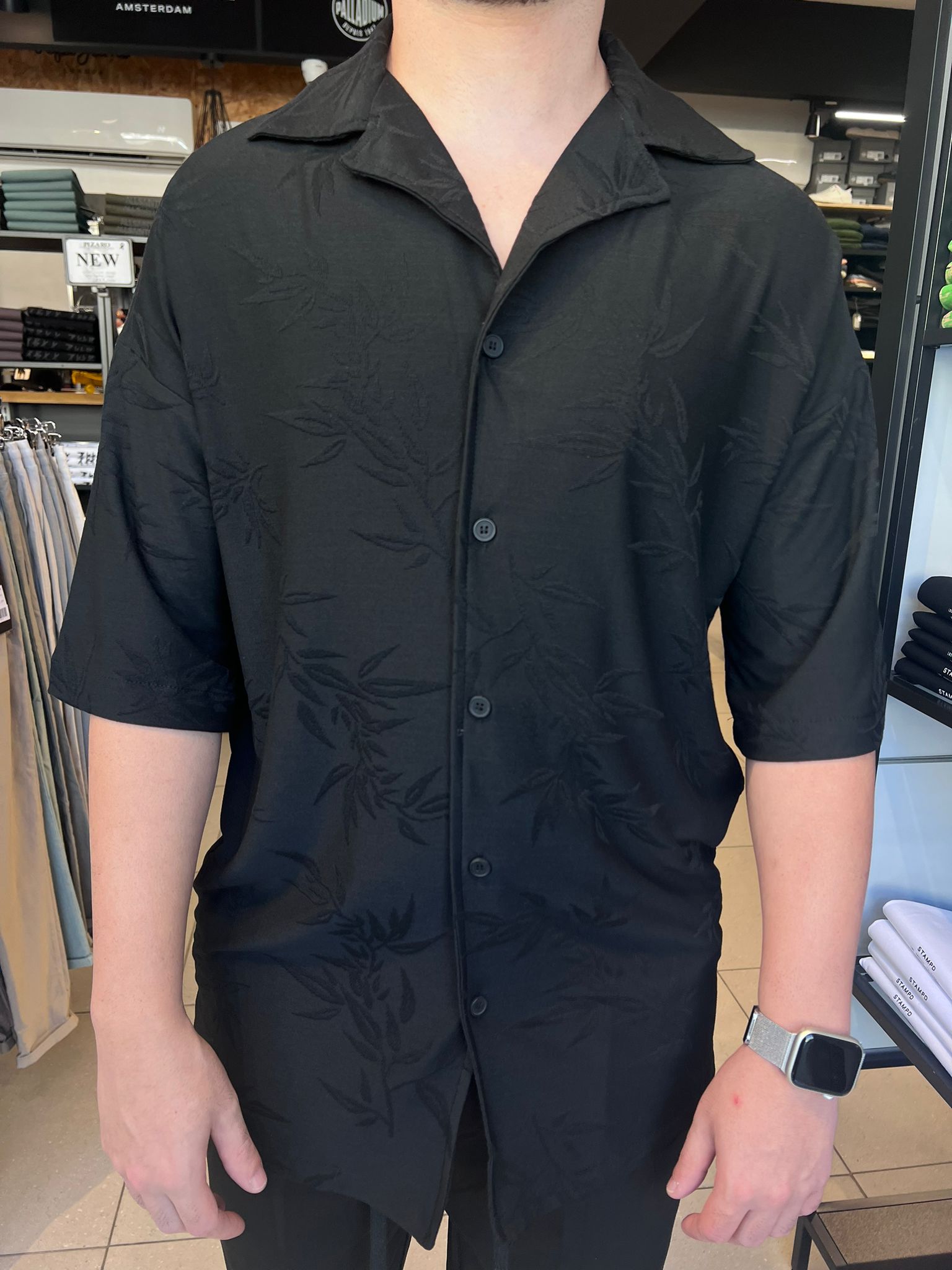 דרים אנד וורק - מכופתרת  03 ROZ שרוול קצר צבע שחור