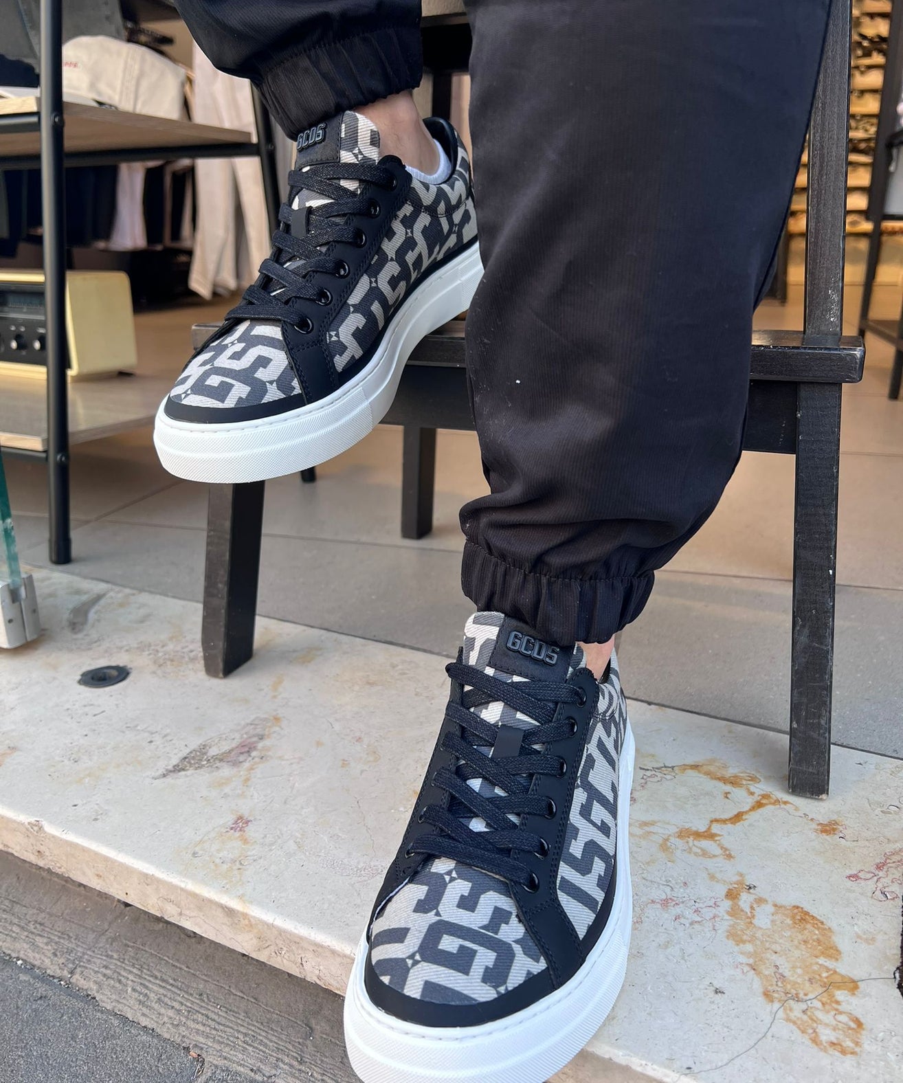 GCDS - סניקרס GC242MF04 001 BLACK MIX MEN SHOES CANVAS