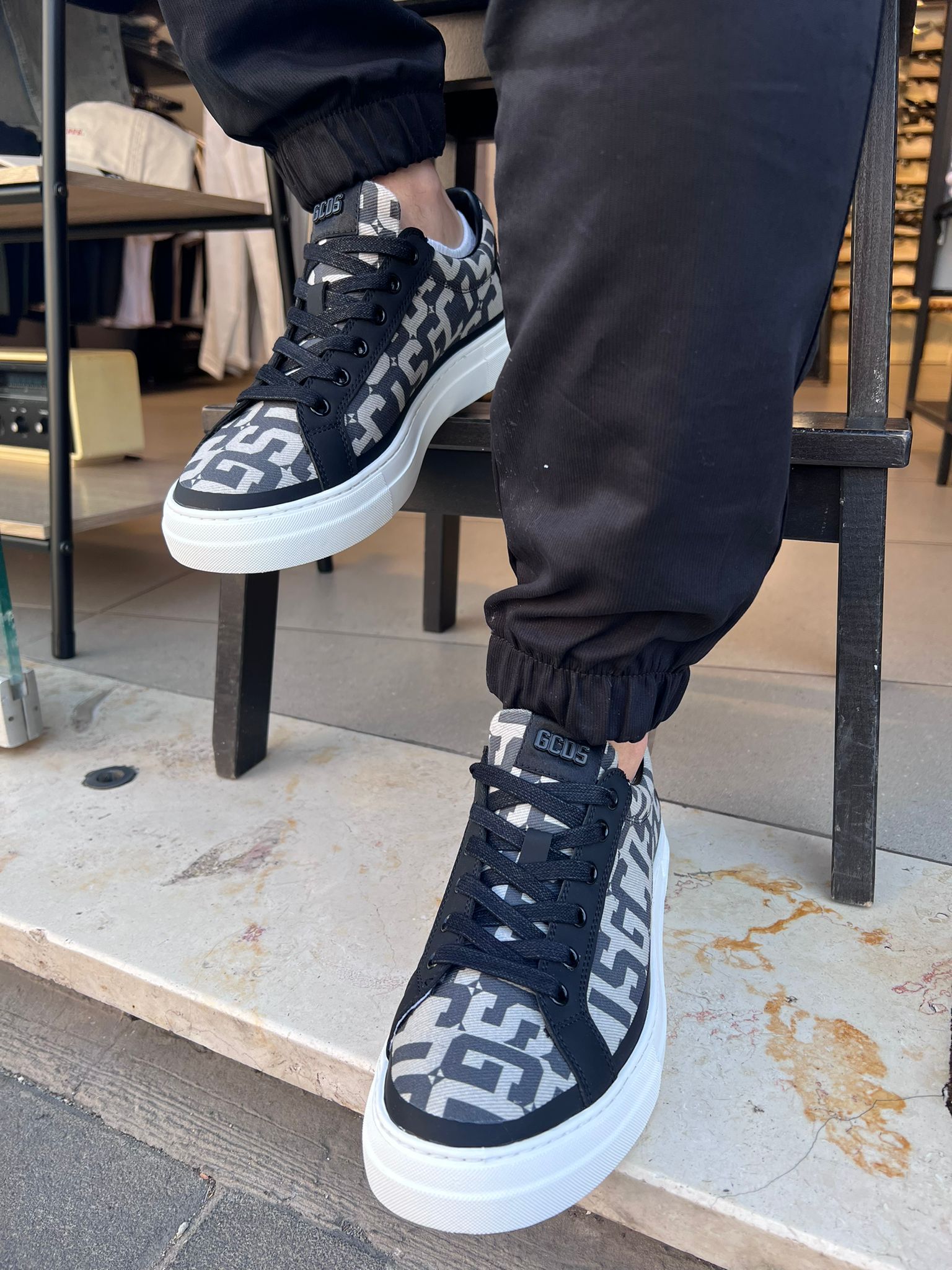 GCDS - סניקרס GC242MF04 001 BLACK MIX MEN SHOES CANVAS