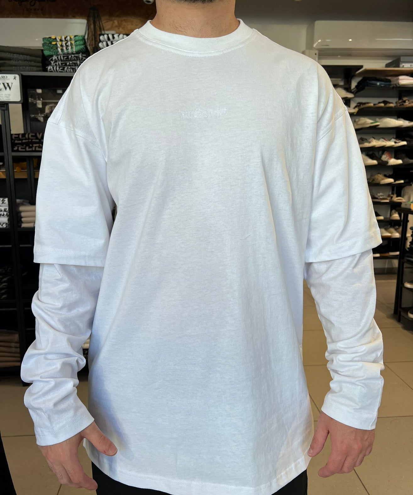 פיל רוג' - חולצה טי 01 TWOSLEEVE T-SHIRT  בצבע לבן