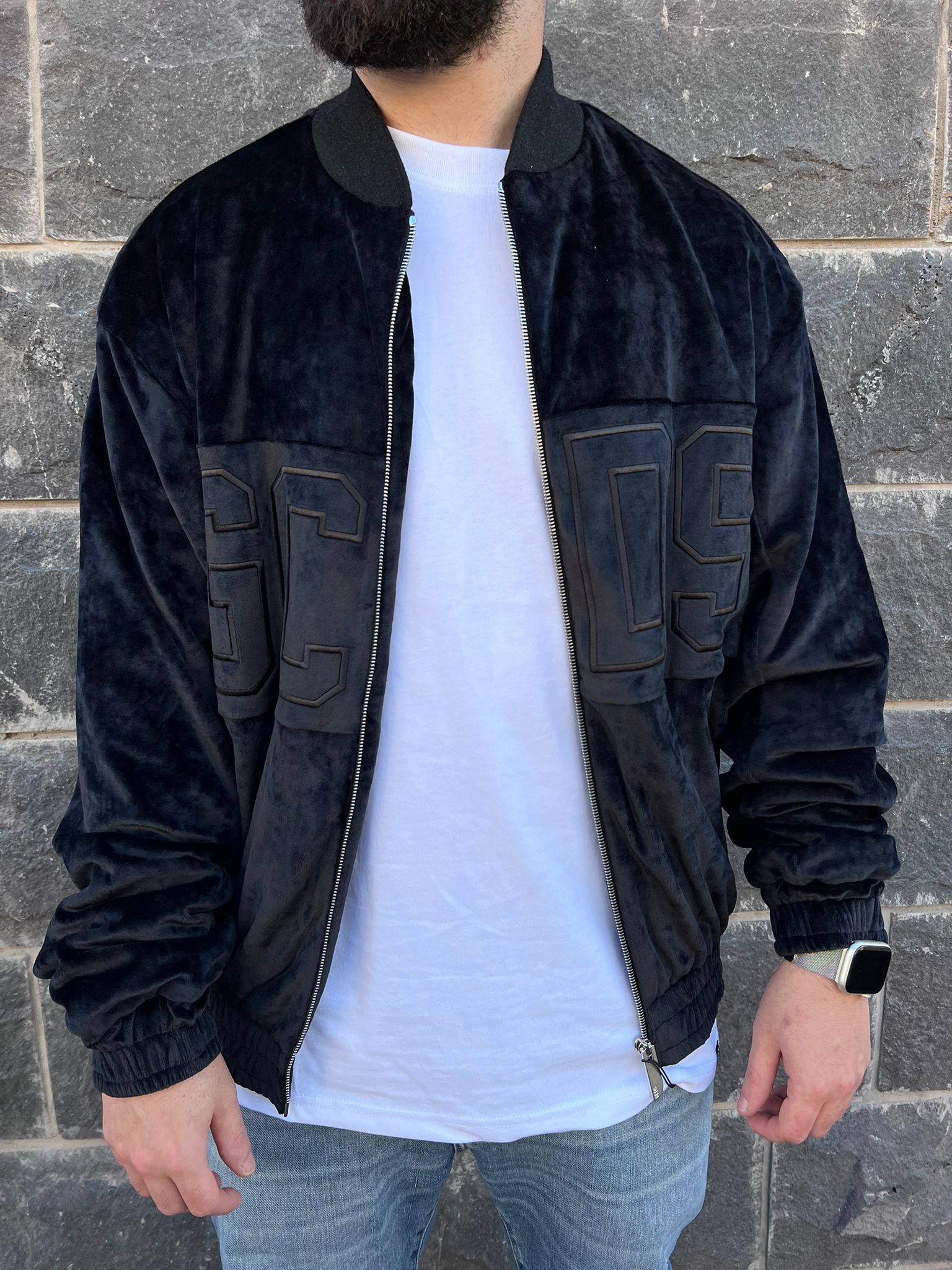 GCDS -  ג'קט קטיפה Velvet Band Logo M2005TE1