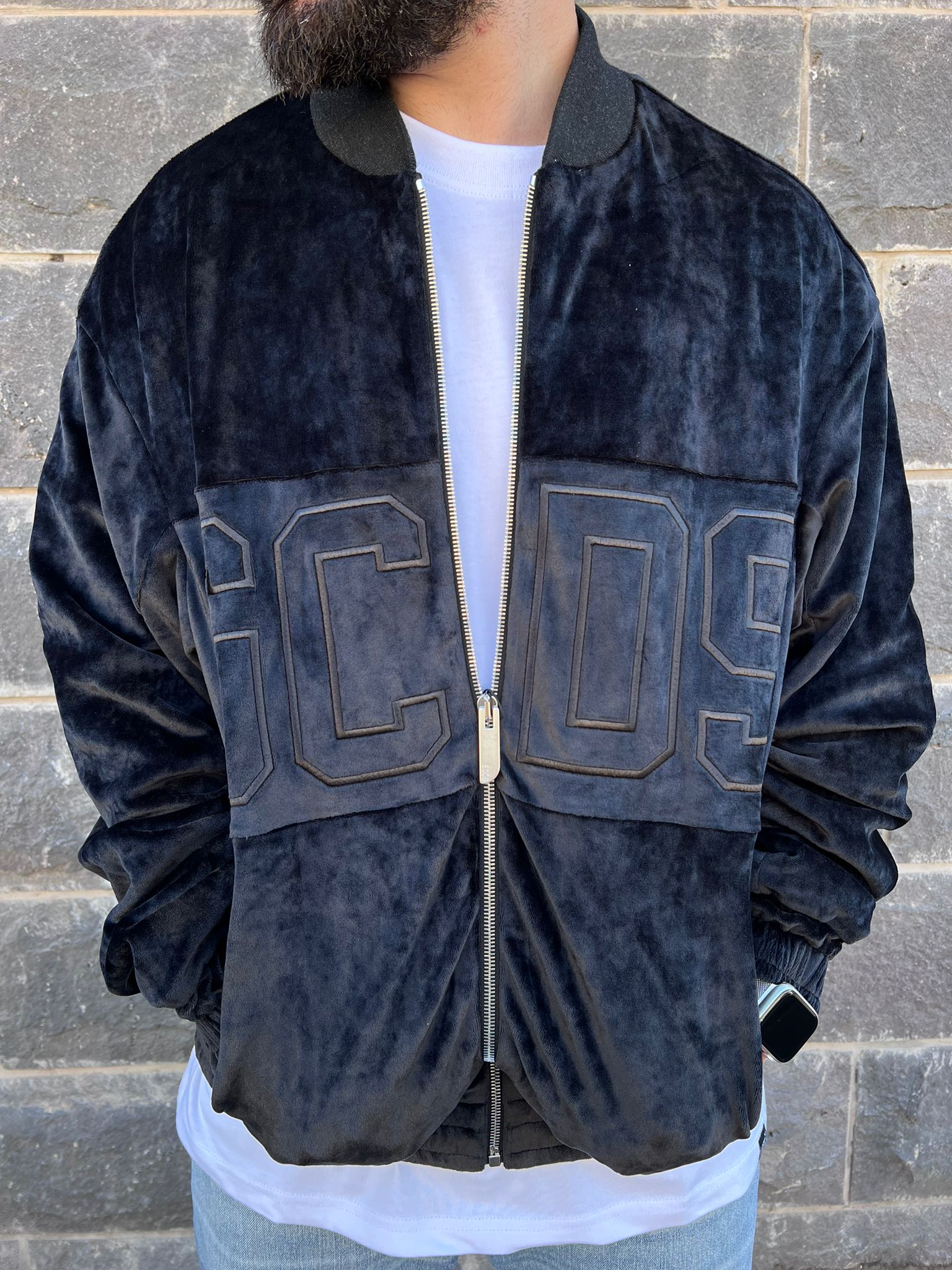 GCDS -  ג'קט קטיפה Velvet Band Logo M2005TE1