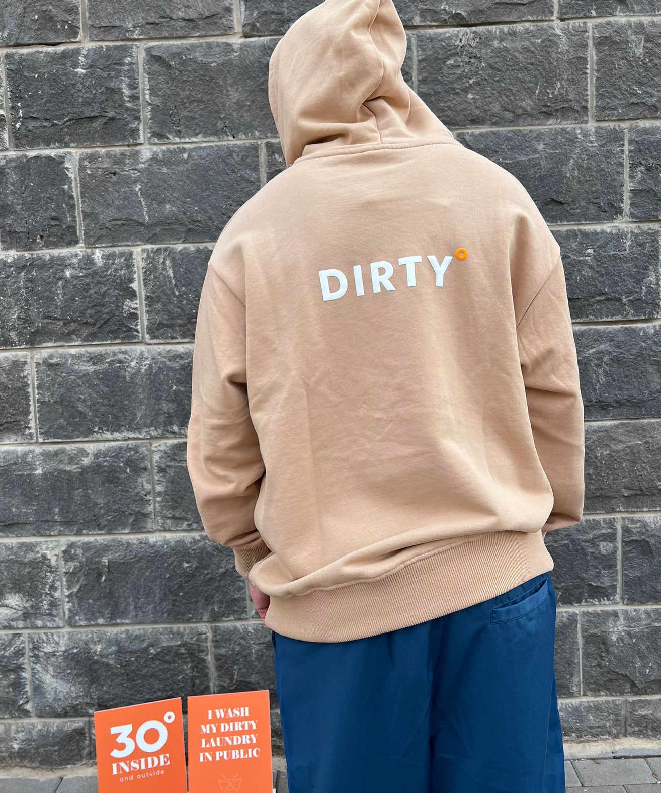 THIRTY DEGREES - SWH 1012 קפוצ'ון   MEN OVERSIZE HOODIE BRAIN WASHED