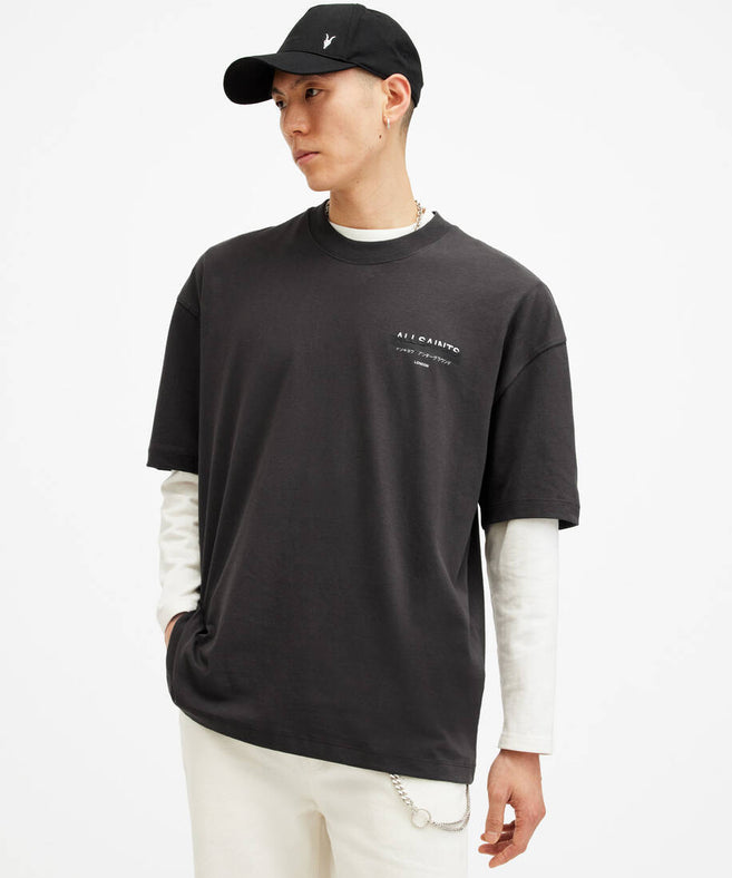 אולסיינטס - אוברסייז שרוול קצר WASHED BLACK M002PC