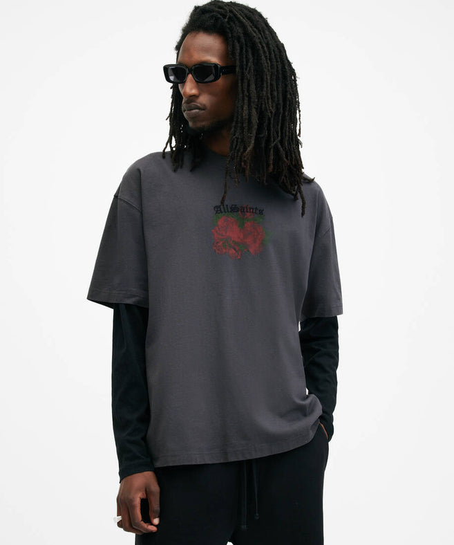 אולסיינטס - אוברסייז שרוול קצר בצבע אפור M007