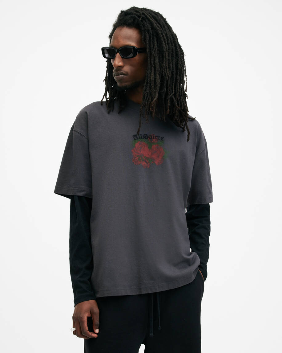 אולסיינטס - אוברסייז שרוול קצר בצבע אפור M007