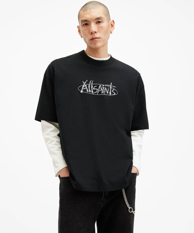 אולסיינטס - אוברסייז שרוול קצר Washed Black  M040 שחור