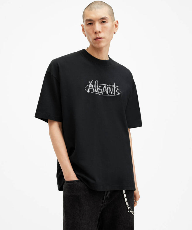 אולסיינטס - אוברסייז שרוול קצר Washed Black  M040 שחור