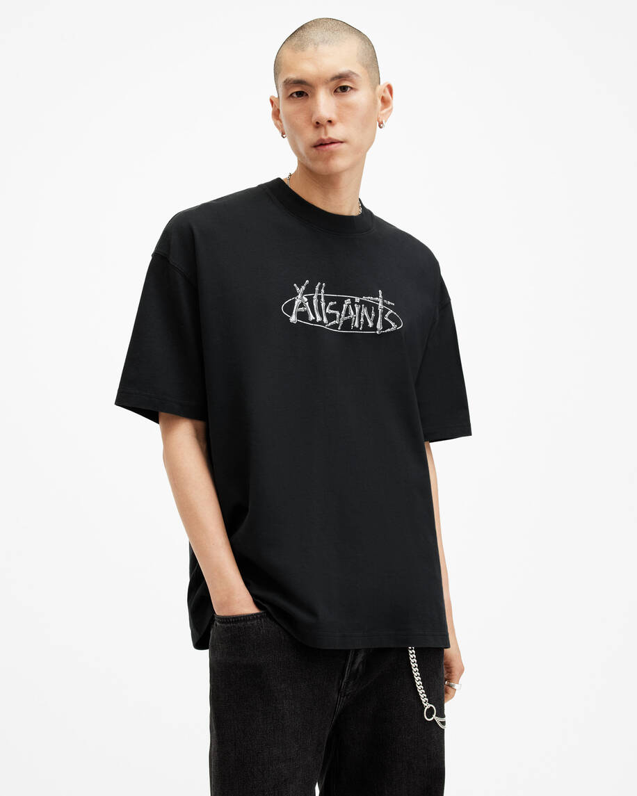 אולסיינטס - אוברסייז שרוול קצר Washed Black  M040 שחור