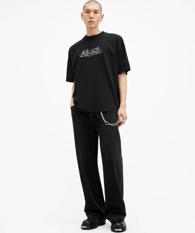 אולסיינטס - אוברסייז שרוול קצר Washed Black  M040 שחור