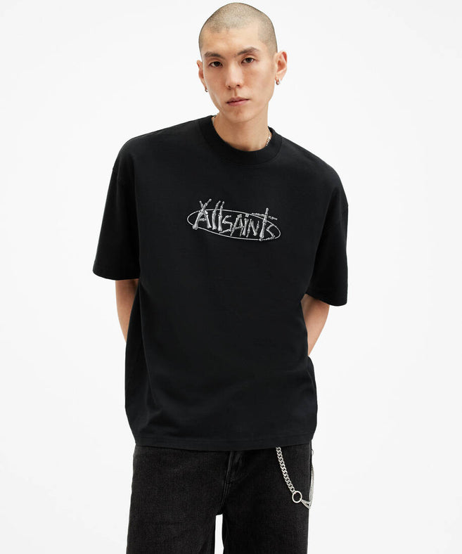 אולסיינטס - אוברסייז שרוול קצר Washed Black  M040 שחור