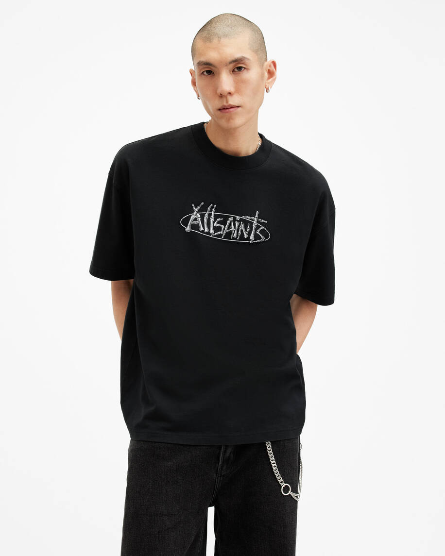 אולסיינטס - אוברסייז שרוול קצר Washed Black  M040 שחור