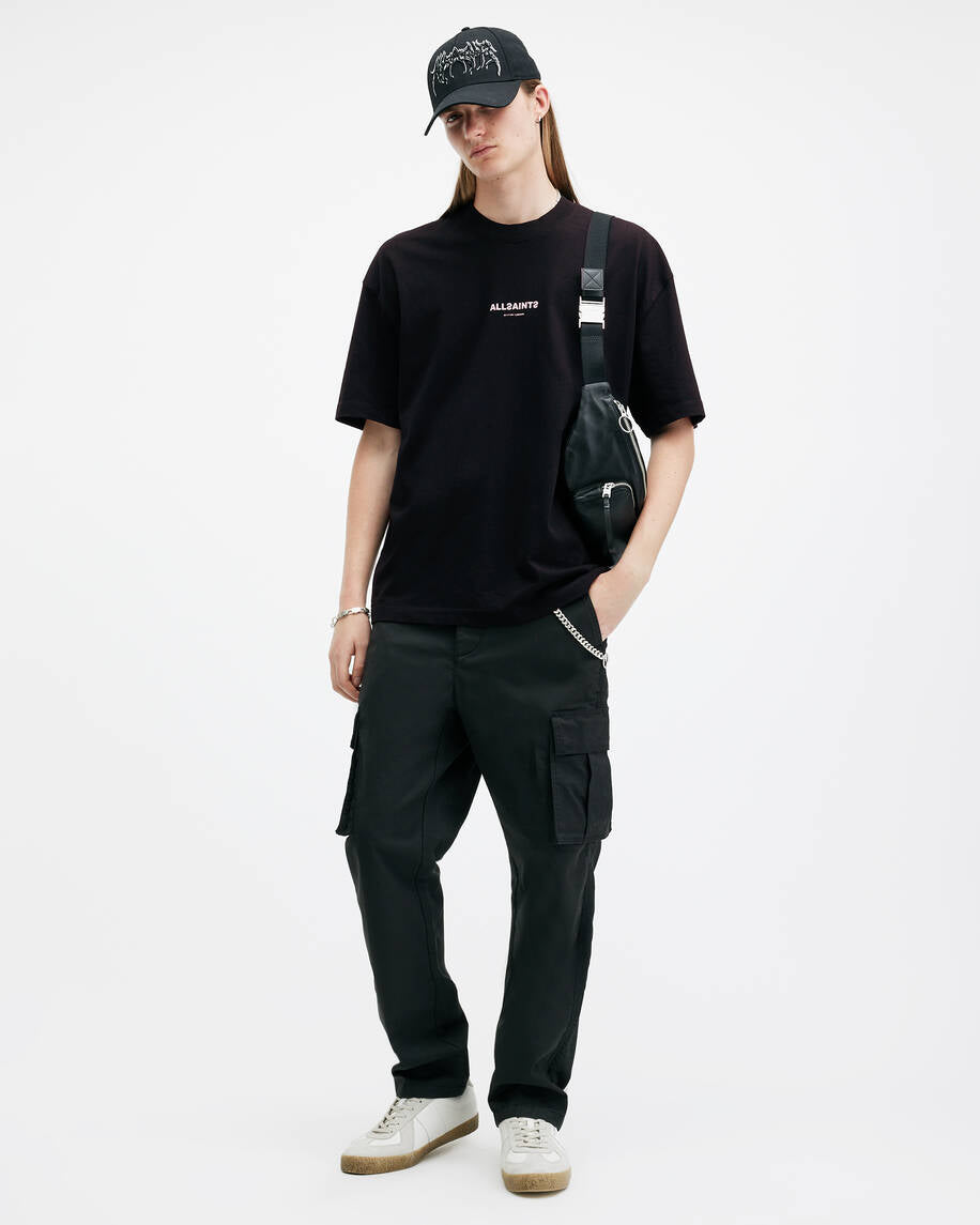 אולסיינטס - אוברסייז שרוול קצר JET BLACK  M074PB שחור