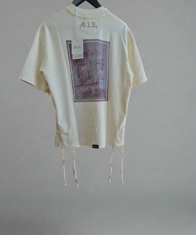 613 - חולצה ציצית מבד מרצרייז 613 שמנת Stones of Hope