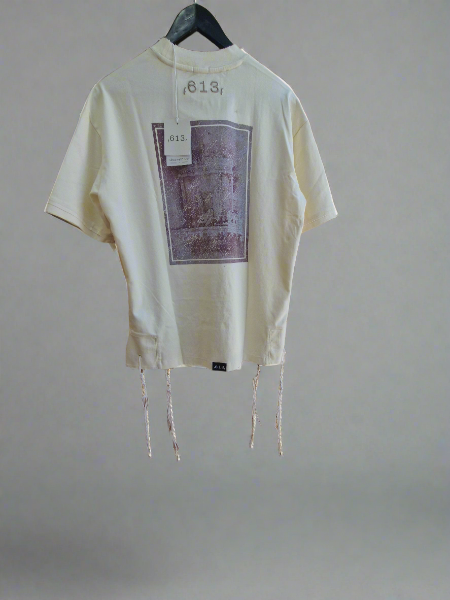 613 - חולצה ציצית מבד מרצרייז 613 שמנת Stones of Hope