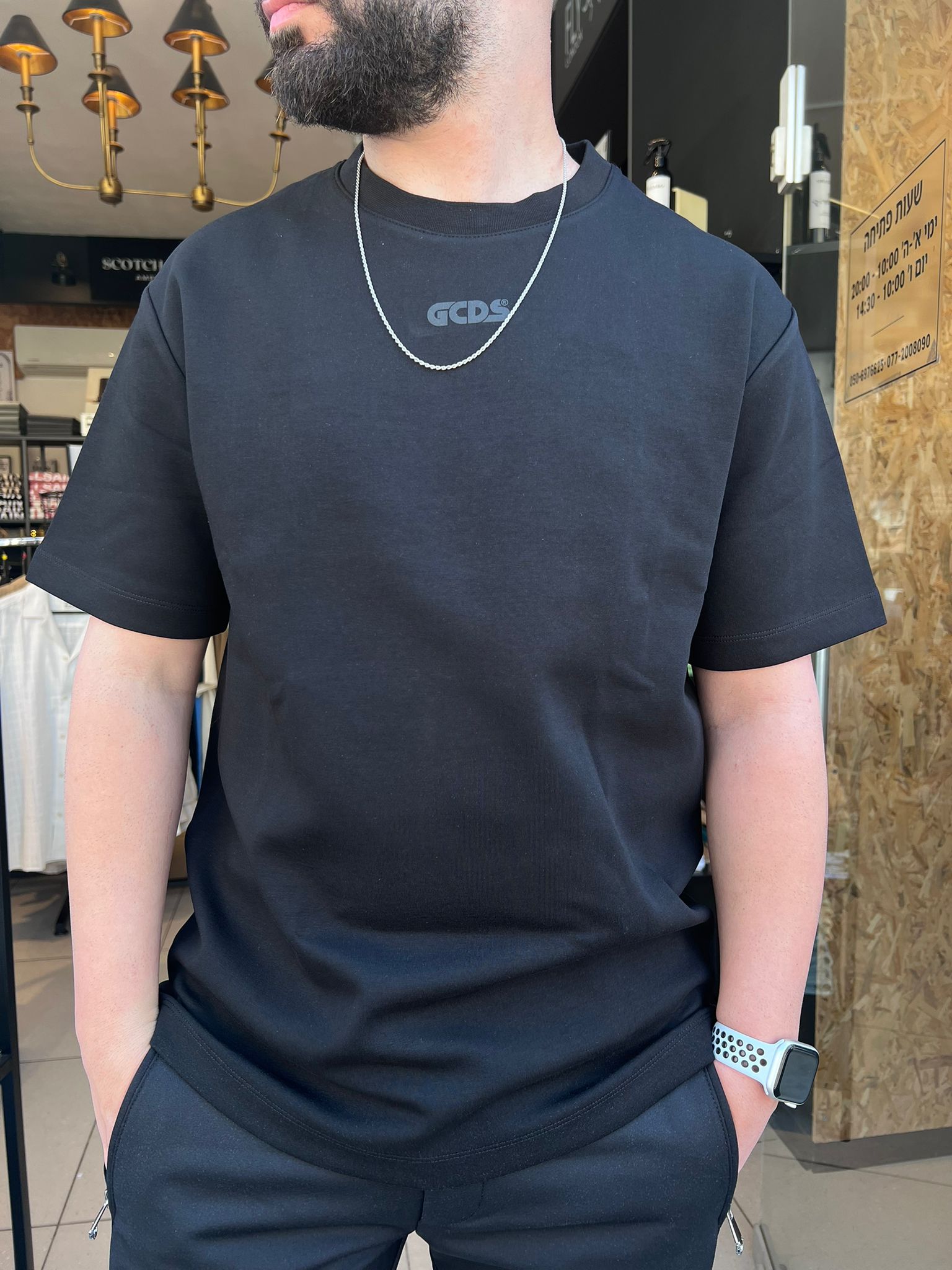 GCDS -חולצה טי אוברסייז MT19-001 שחור